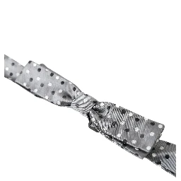 Gray Polka Dot Silk Adjustable Men Neck Papillon Bow Tie