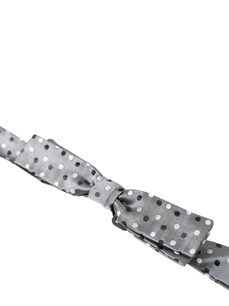 Gray Polka Dot Silk Adjustable Men Neck Papillon Bow Tie alternative