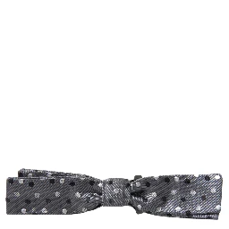 Gray Polka Dot Silk Adjustable Men Neck Papillon Bow Tie