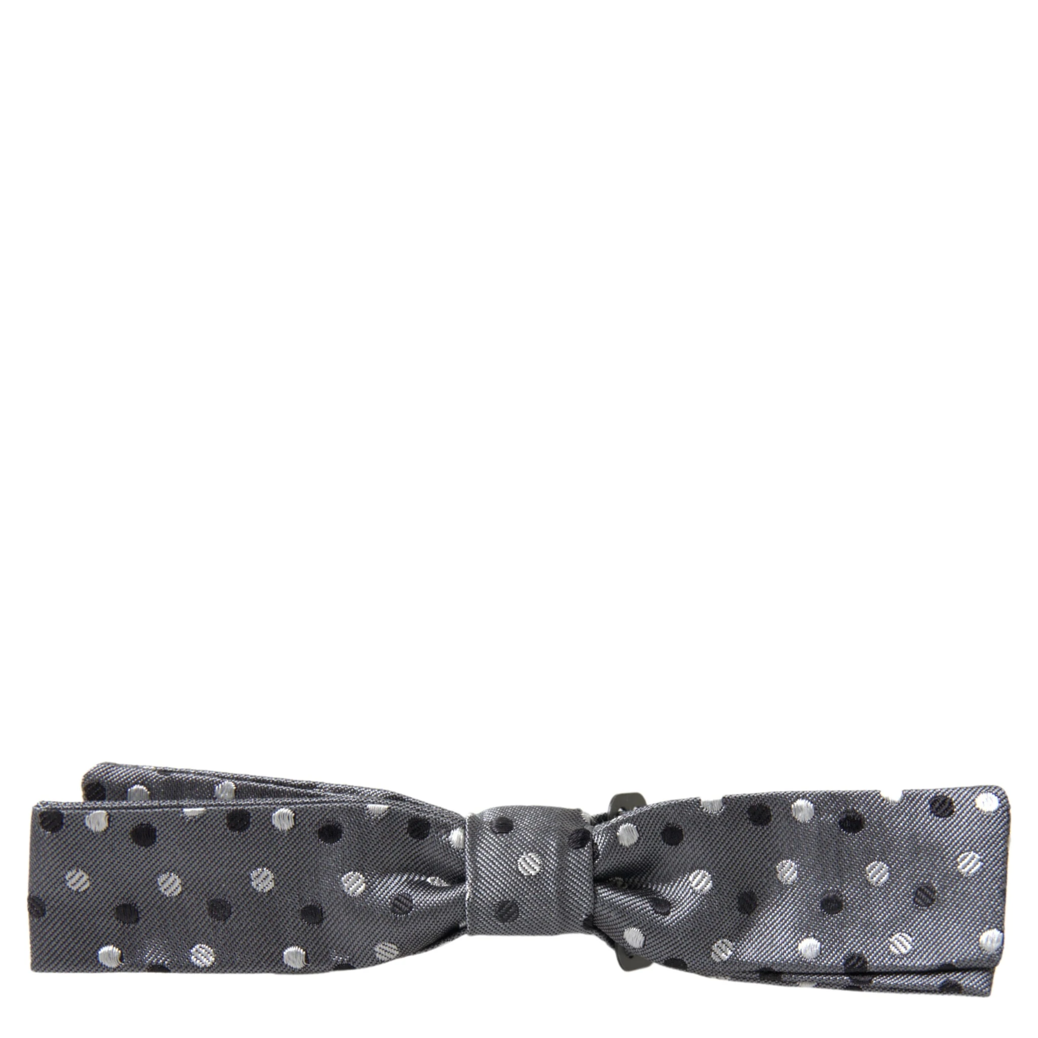 Gray Polka Dot Silk Adjustable Men Neck Papillon Bow Tie