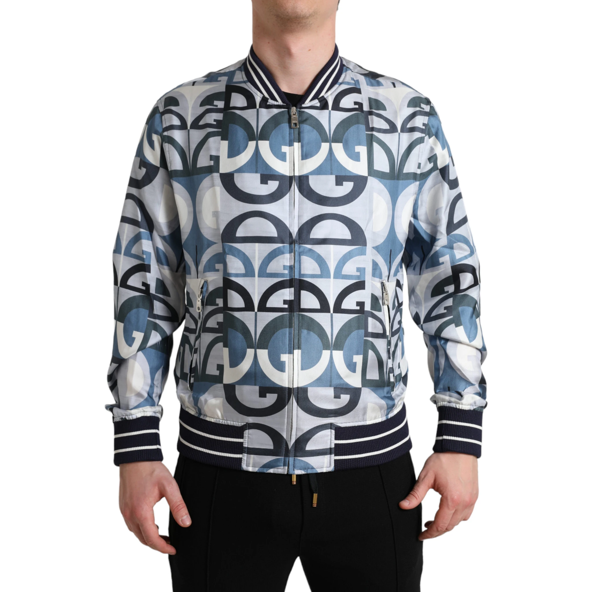 Multicolor Logo Print Bomber Blouson Jacket