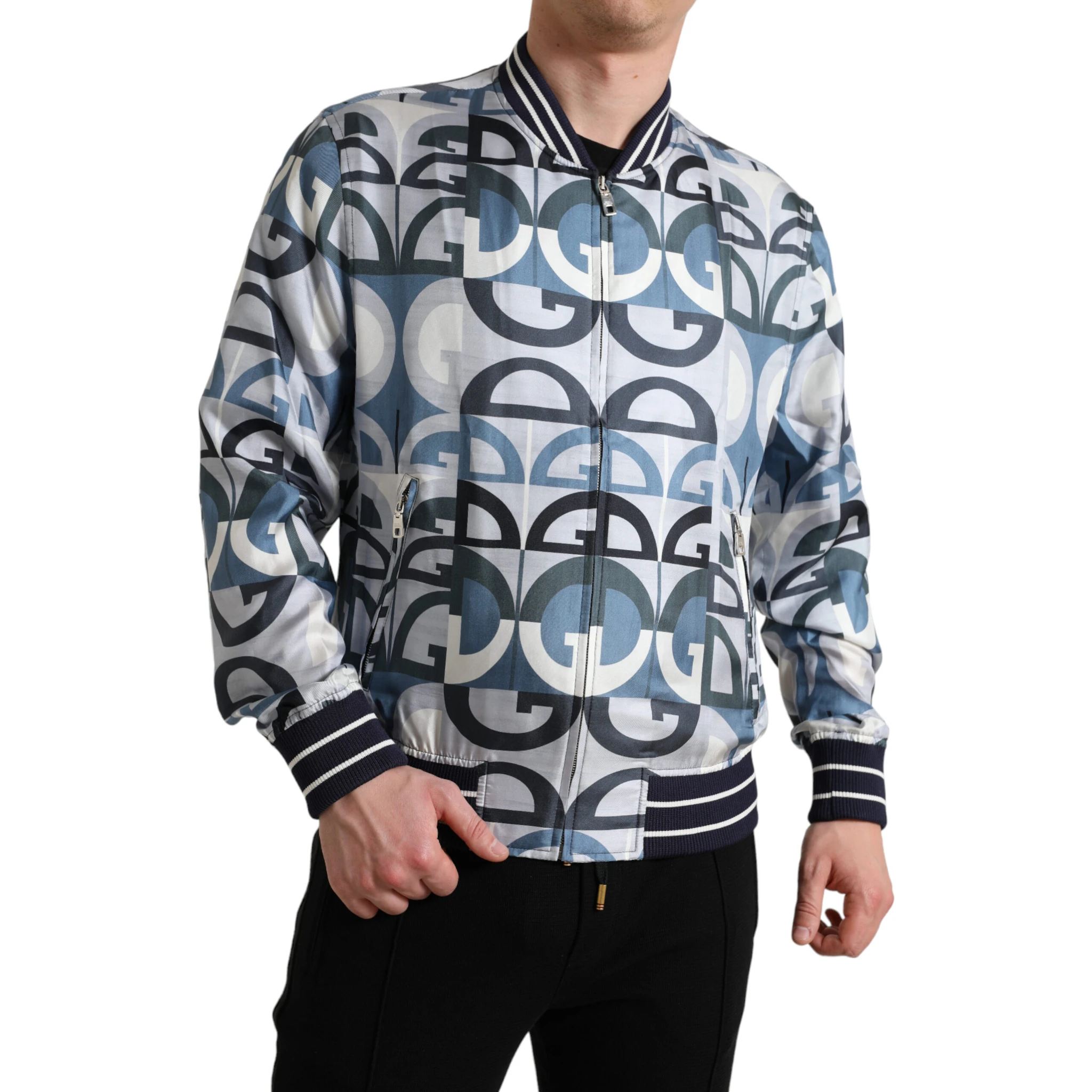Multicolor Logo Print Bomber Blouson Jacket
