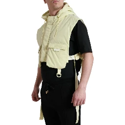 Yellow Nylon Hooded Sportswear Vest Jacket