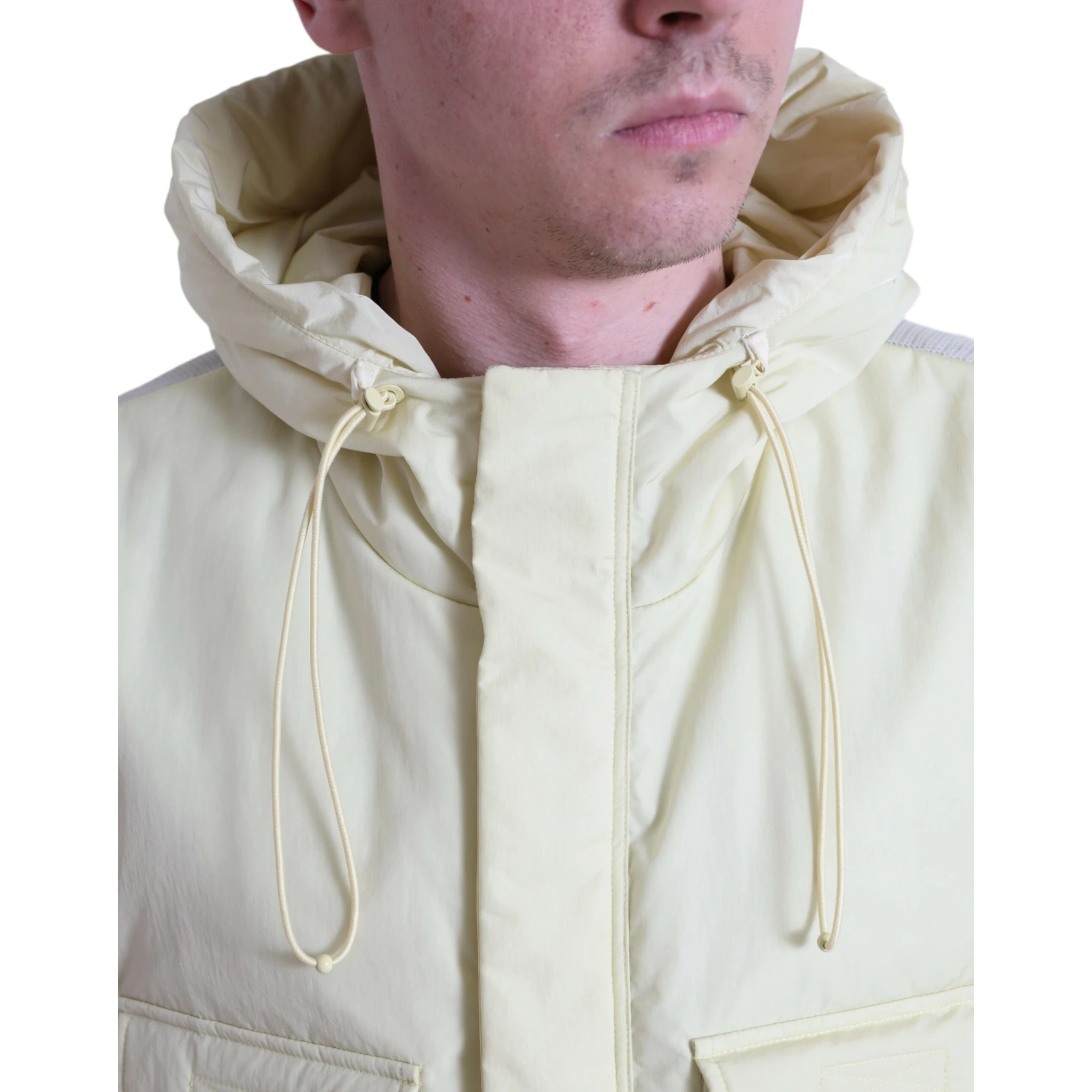 Yellow Nylon Hooded Sportswear Vest Jacket