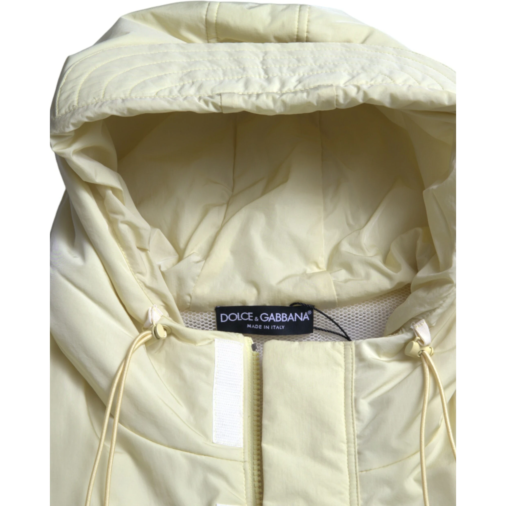 Yellow Nylon Hooded Sportswear Vest Jacket