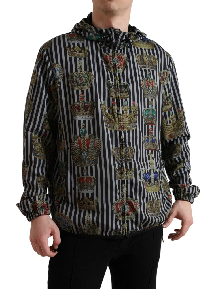 Chic Black & White Hooded Tech Jacket