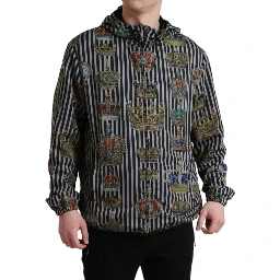 Chic Black & White Hooded Tech Jacket