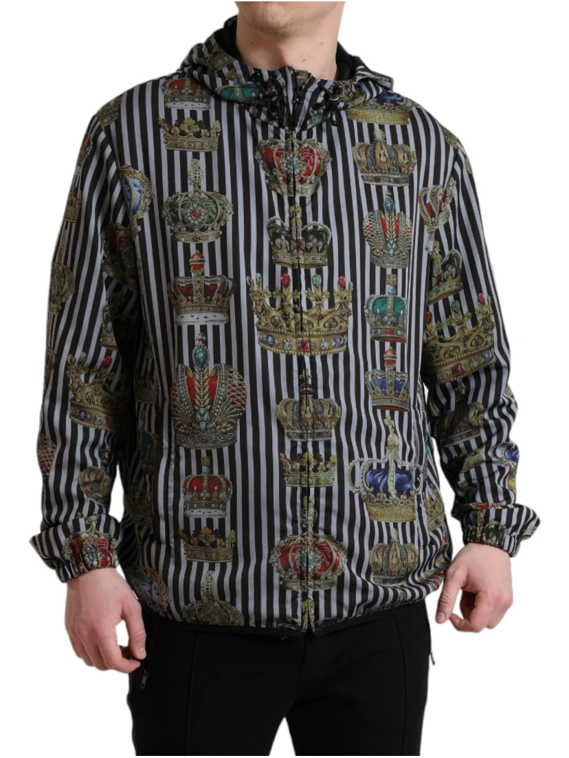 Chic Black & White Hooded Tech Jacket