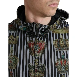 Chic Black & White Hooded Tech Jacket