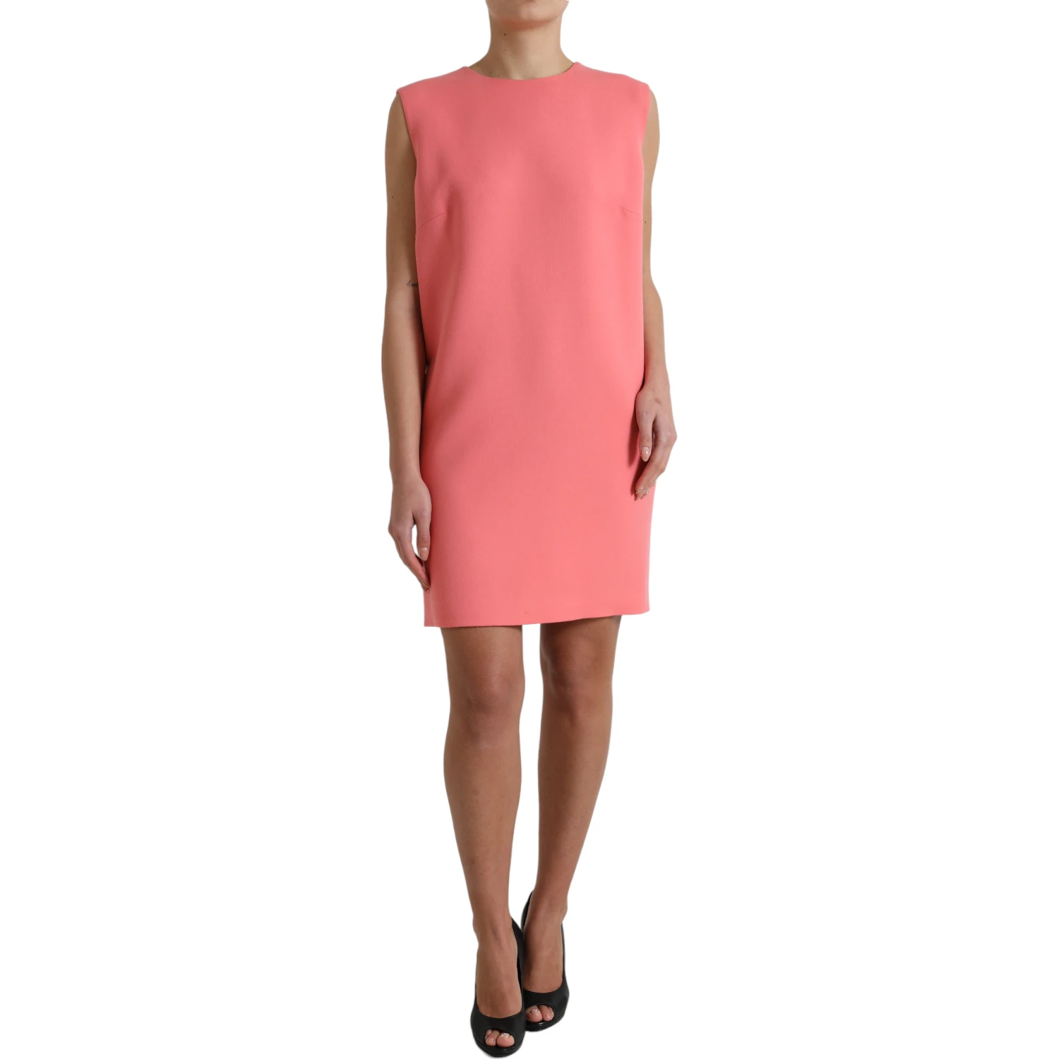 Pink Virgin Wool Sleeveless Mini Dress