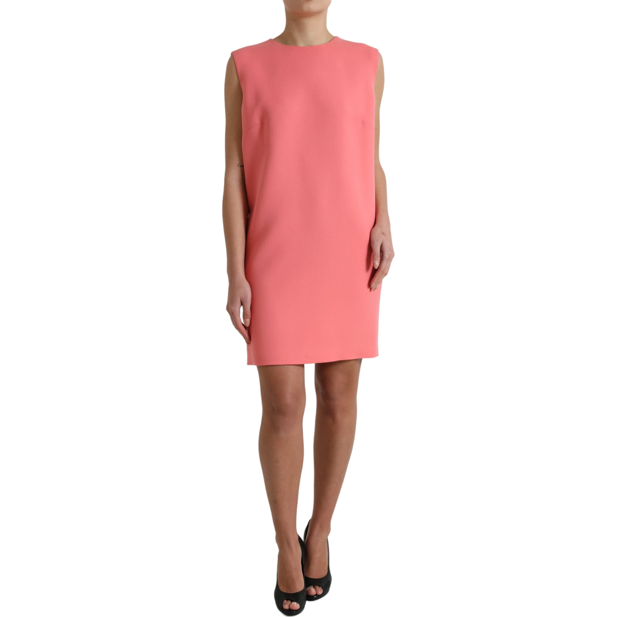 Pink Virgin Wool Sleeveless Mini Dress