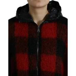 Black Red Buffalo Check Hooded Poncho Jacket