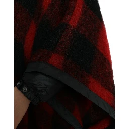 Black Red Buffalo Check Hooded Poncho Jacket