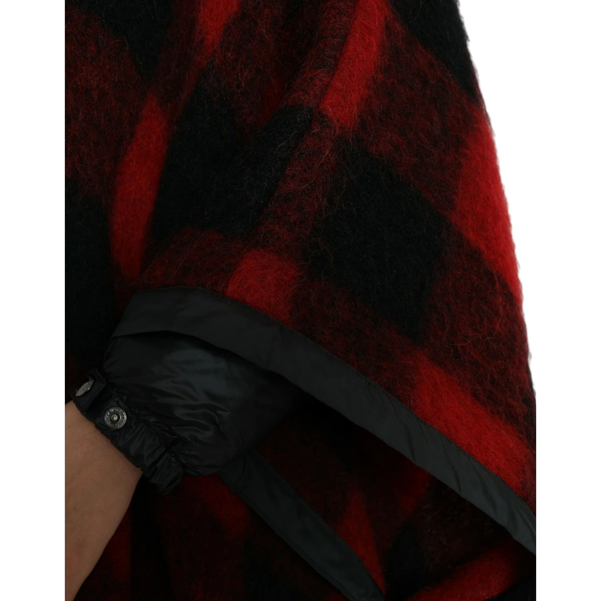 Black Red Buffalo Check Hooded Poncho Jacket