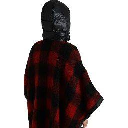 Black Red Buffalo Check Hooded Poncho Jacket