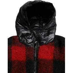 Black Red Buffalo Check Hooded Poncho Jacket