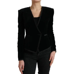 Black Velvet Cotton Double Breasted Jacket