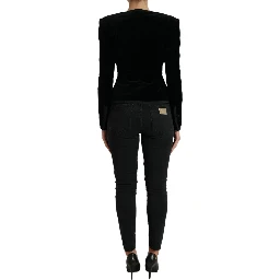 Black Velvet Cotton Double Breasted Jacket