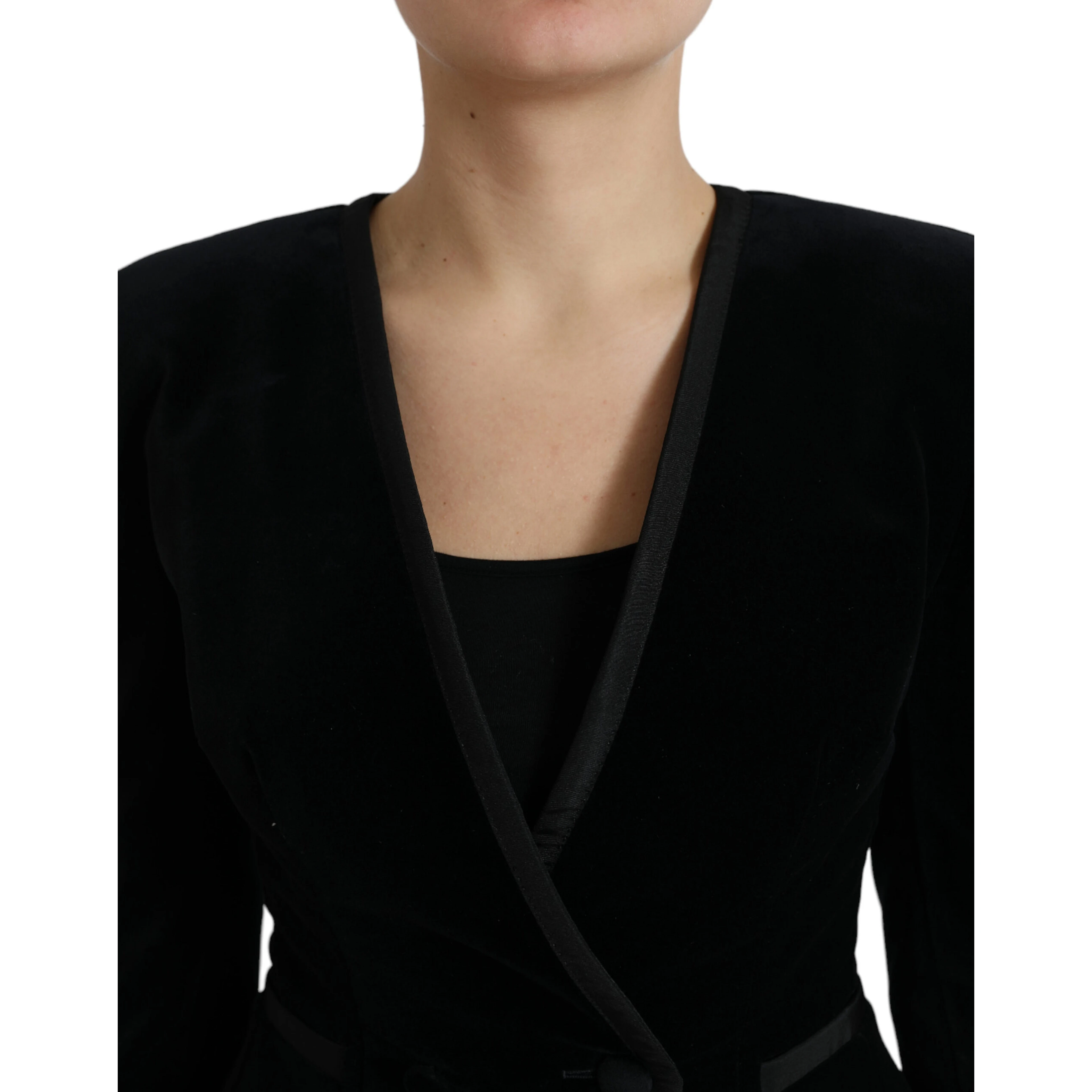 Black Velvet Cotton Double Breasted Jacket