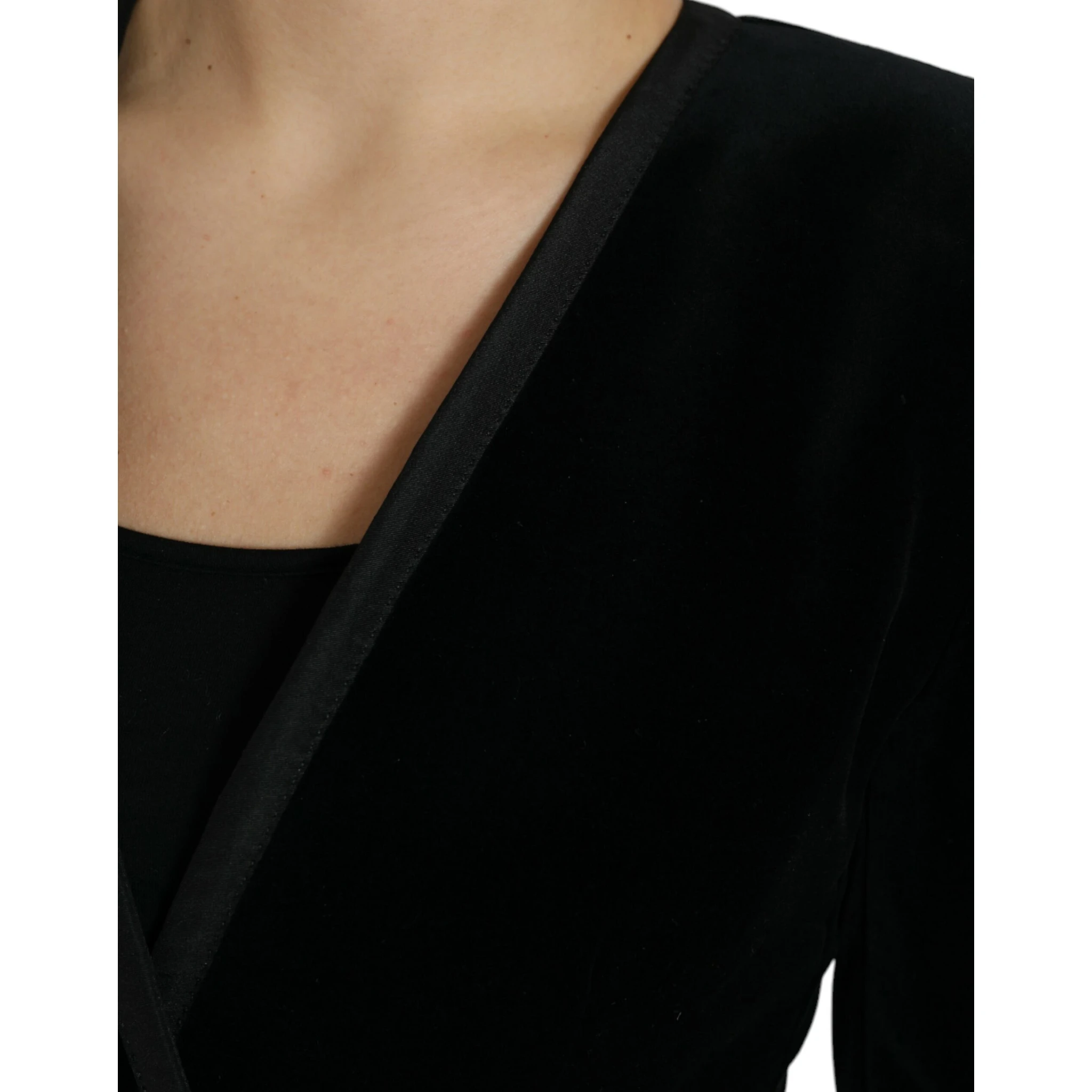 Black Velvet Cotton Double Breasted Jacket