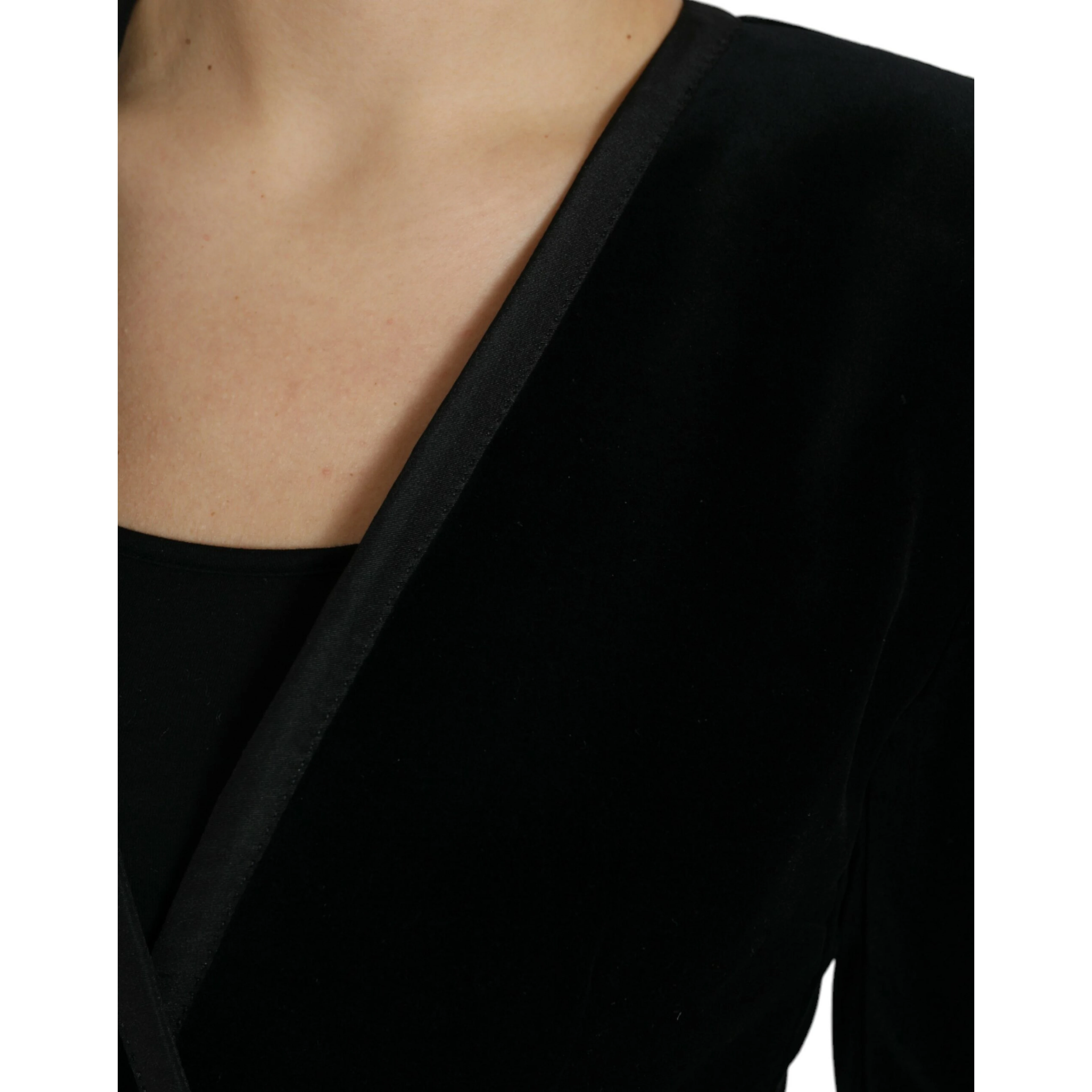 Black Velvet Cotton Double Breasted Jacket