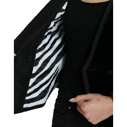 Black Velvet Cotton Double Breasted Jacket