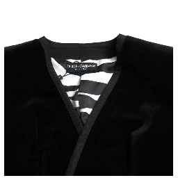 Black Velvet Cotton Double Breasted Jacket