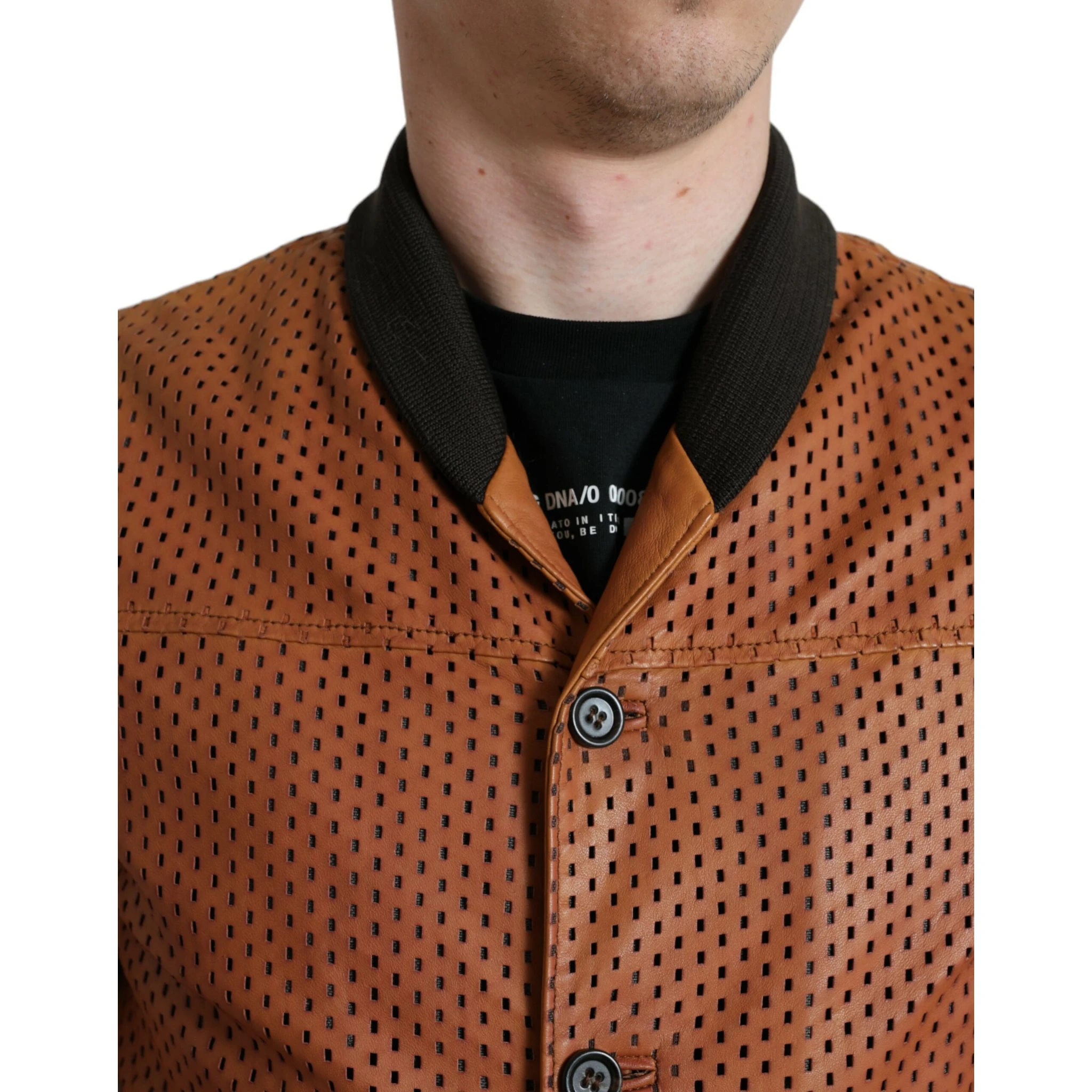 Brown Lambskin Leather Perforated Jacket