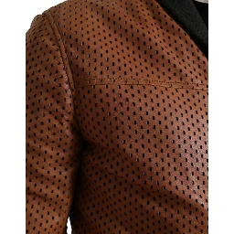 Brown Lambskin Leather Perforated Jacket