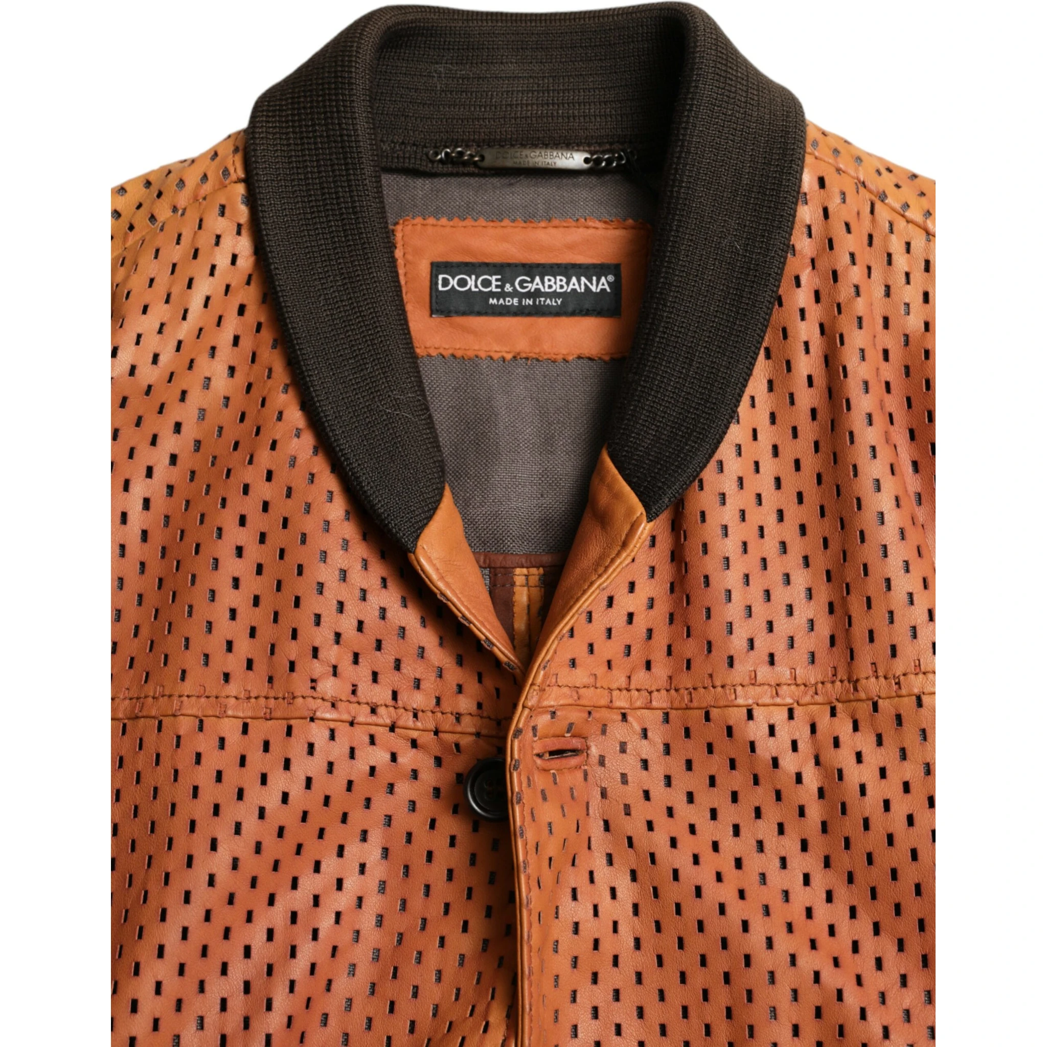 Brown Lambskin Leather Perforated Jacket