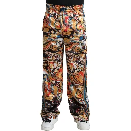 Multicolor Marble Print Satin Pants