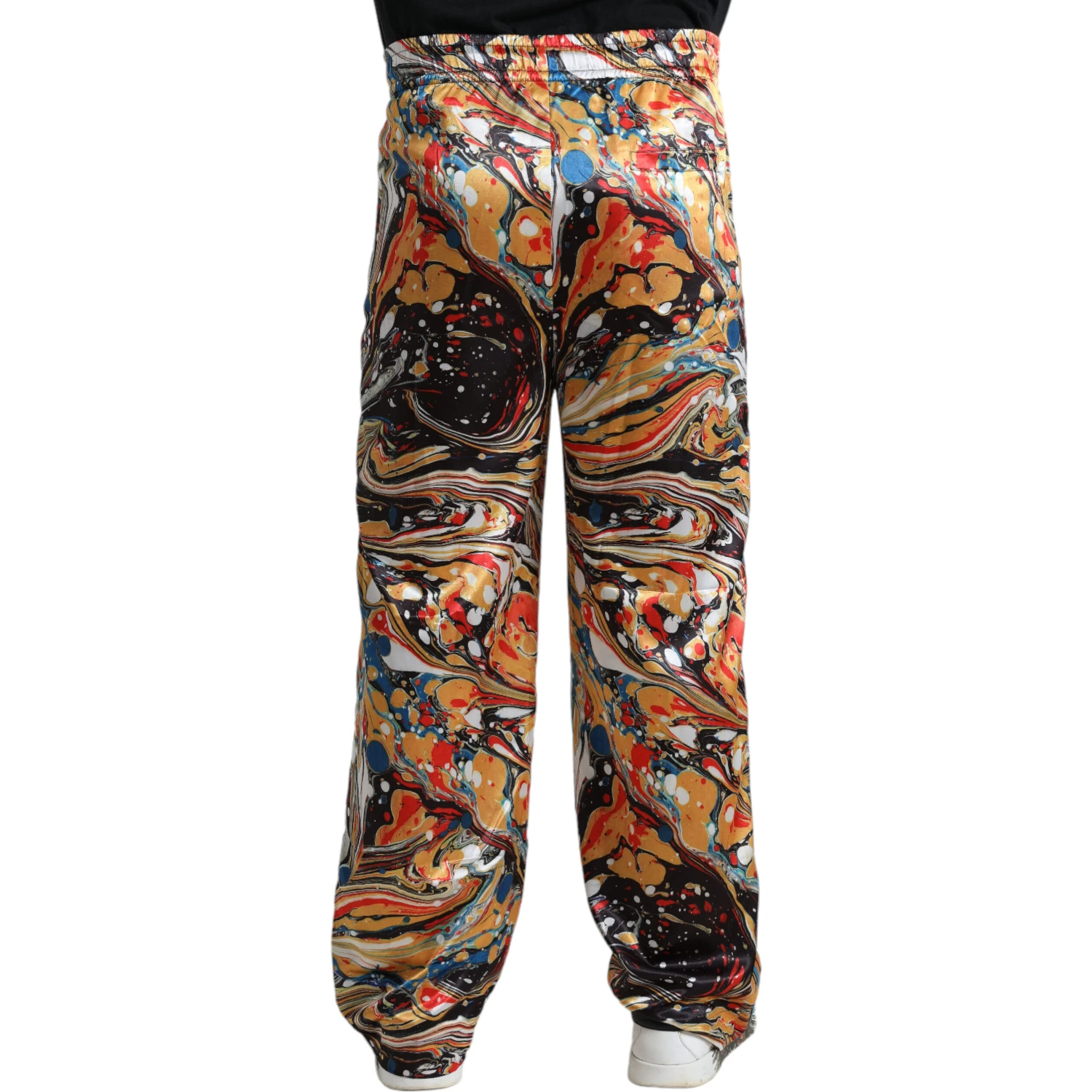 Multicolor Marble Print Satin Pants