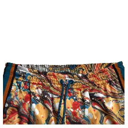 Multicolor Marble Print Satin Pants