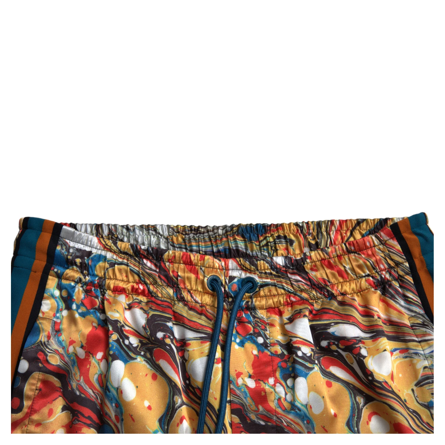 Multicolor Marble Print Satin Pants