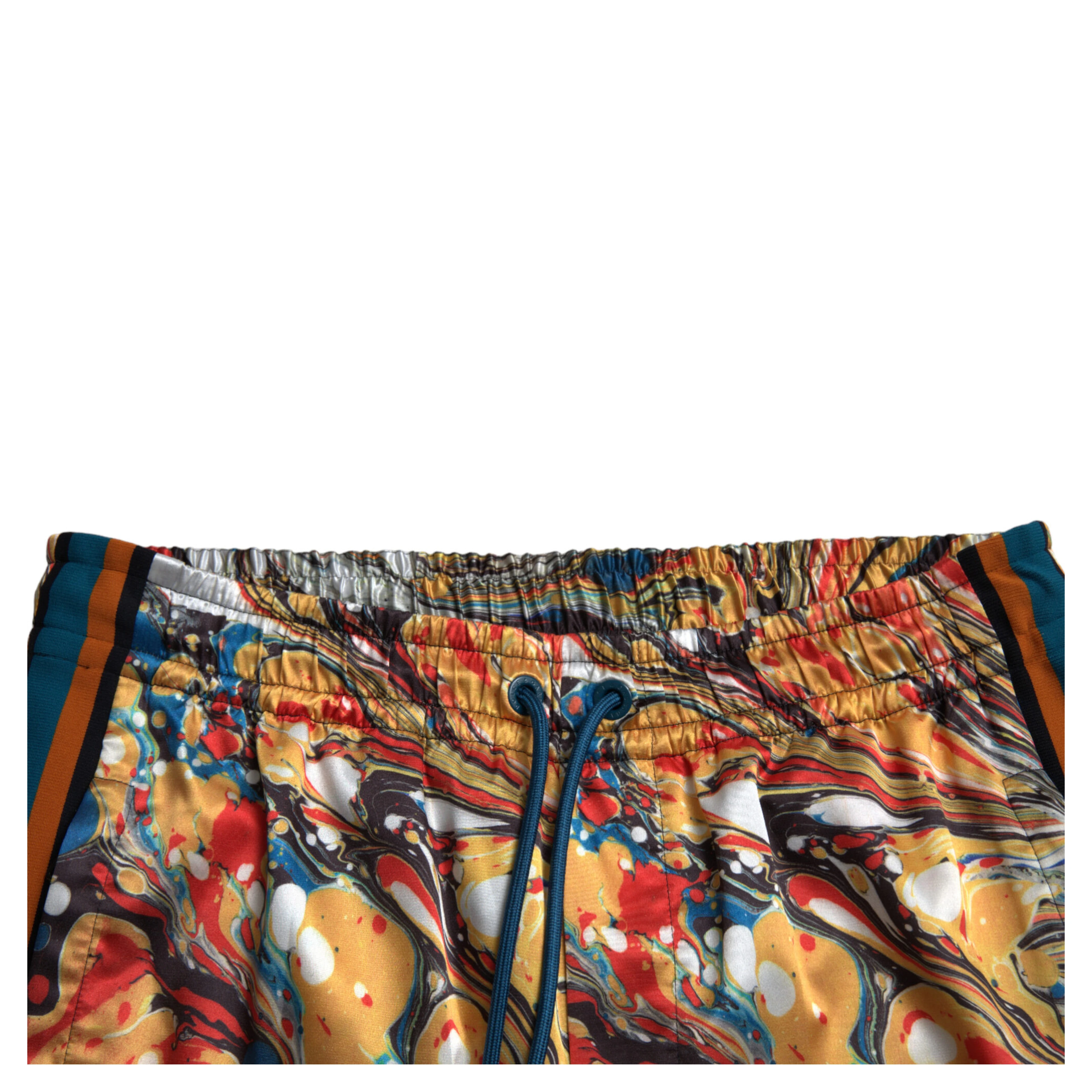 Multicolor Marble Print Satin Pants