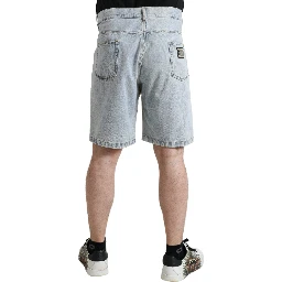 Multicolor Floral Print Denim Bermuda Shorts
