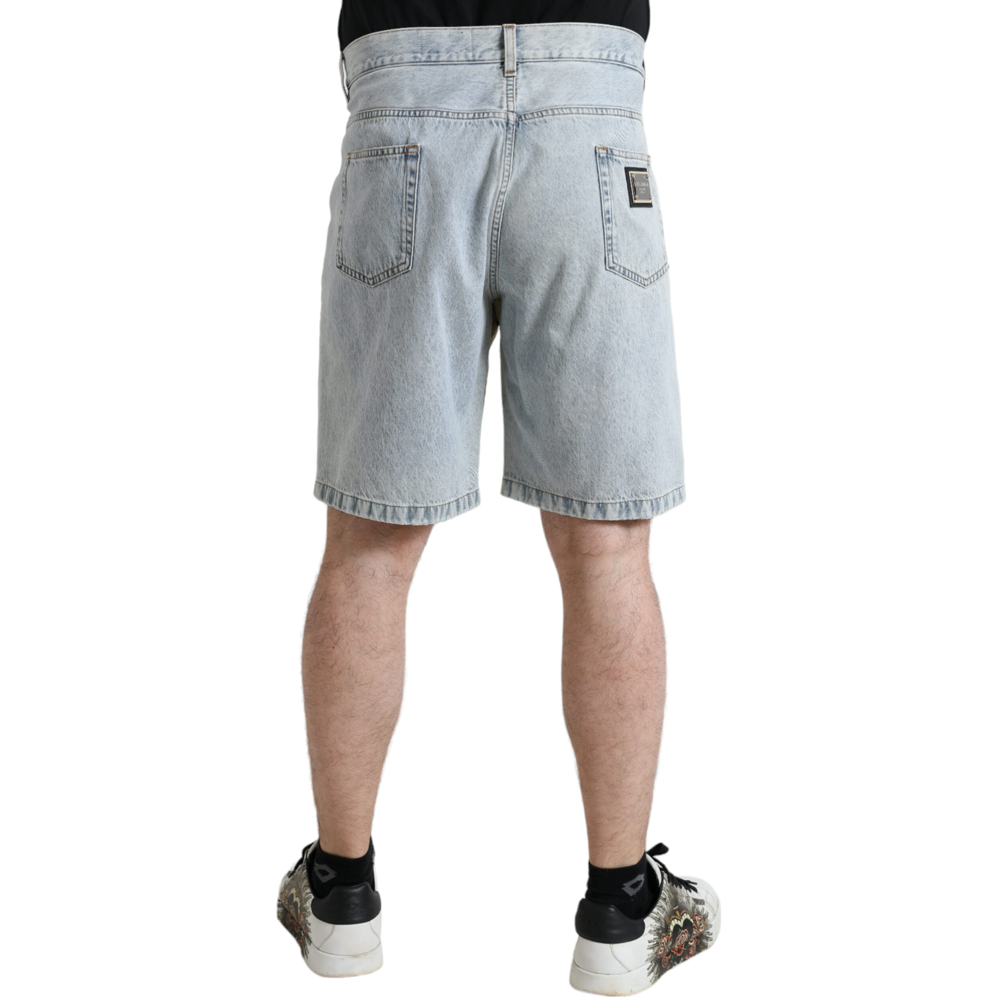 Multicolor Floral Print Denim Bermuda Shorts