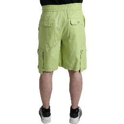 Light Green Cotton Men Cargo Bermuda Shorts