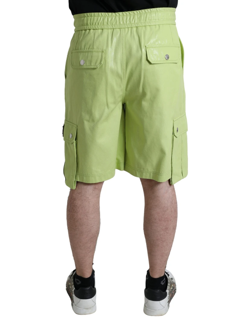 Light Green Cotton Men Cargo Bermuda Shorts