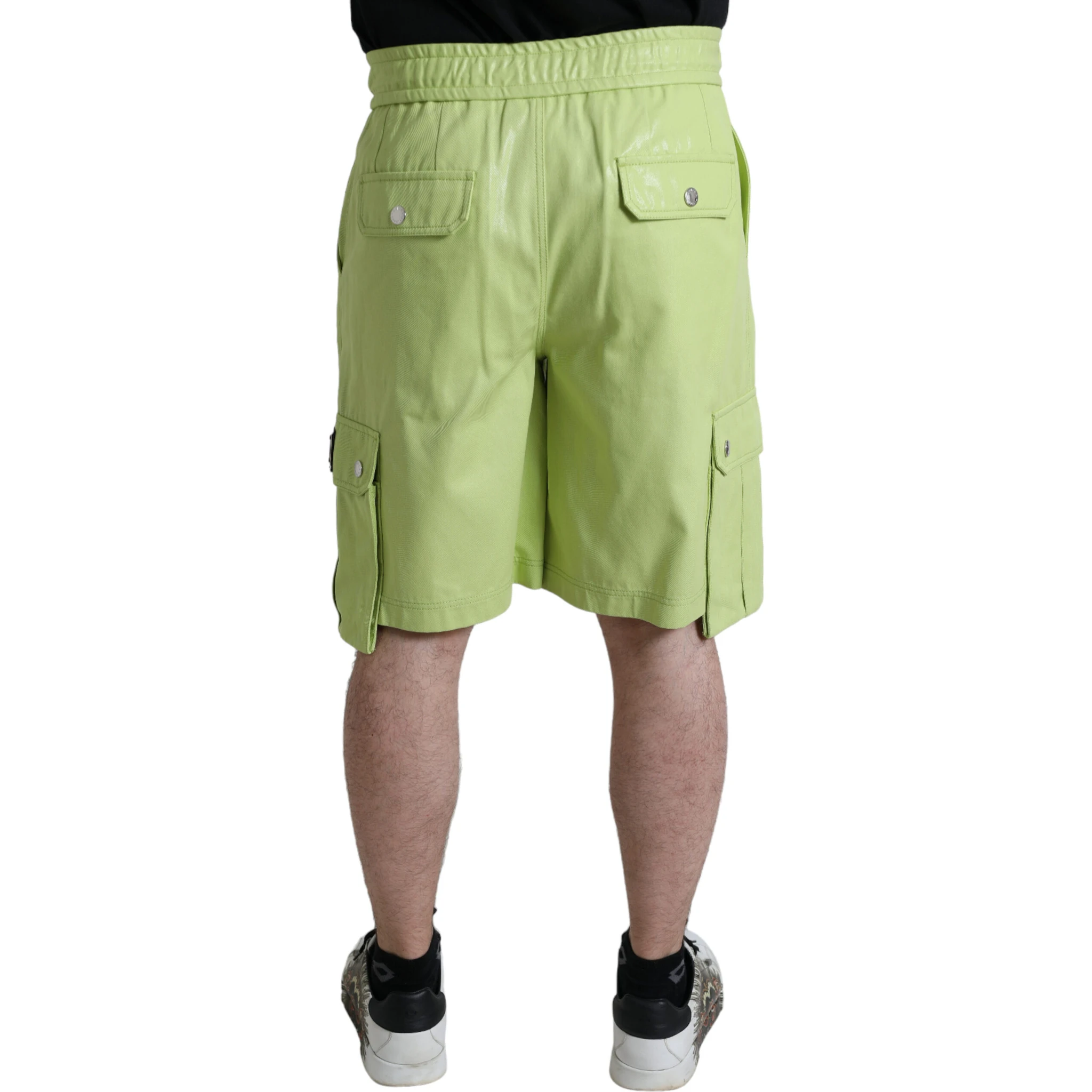 Light Green Cotton Men Cargo Bermuda Shorts
