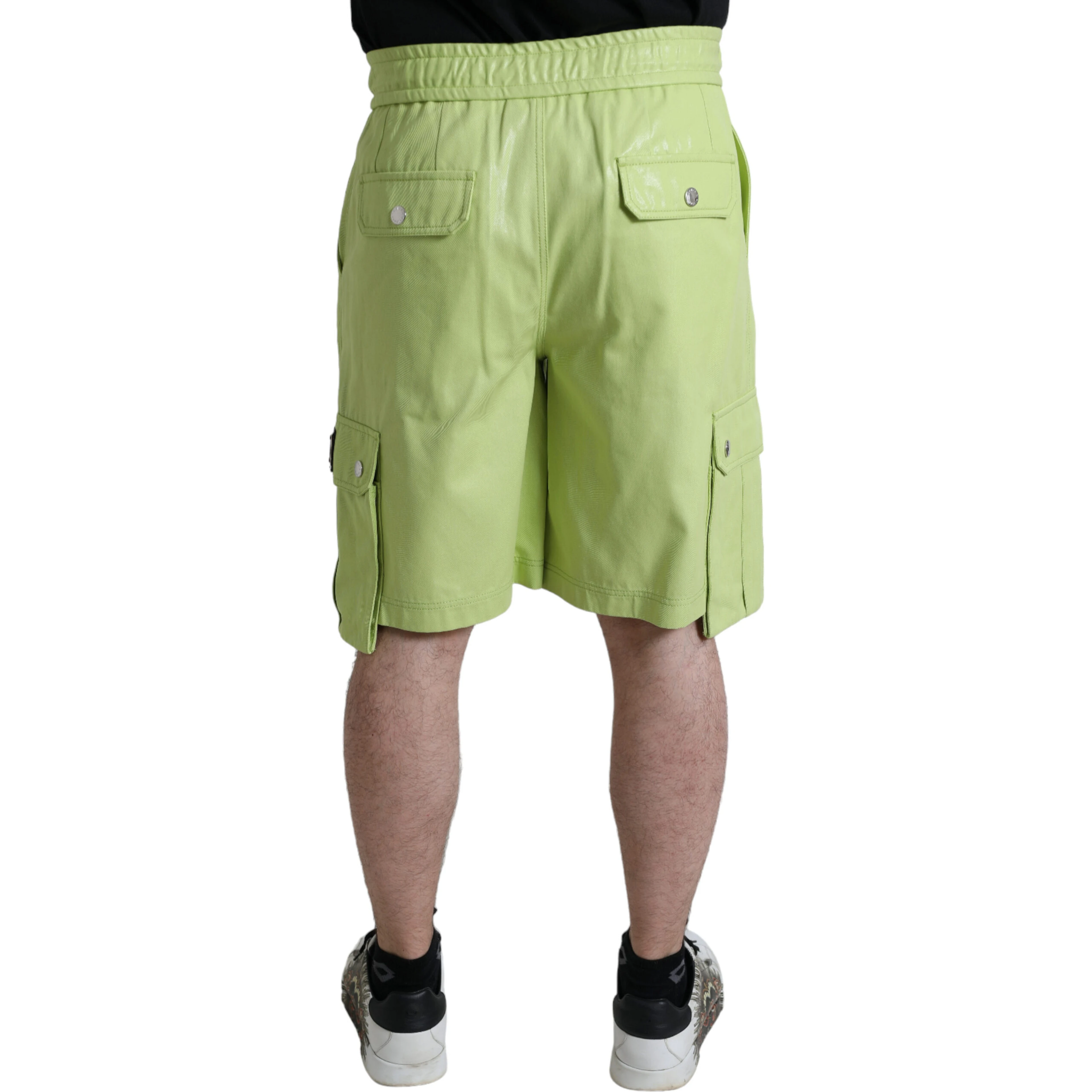 Light Green Cotton Men Cargo Bermuda Shorts