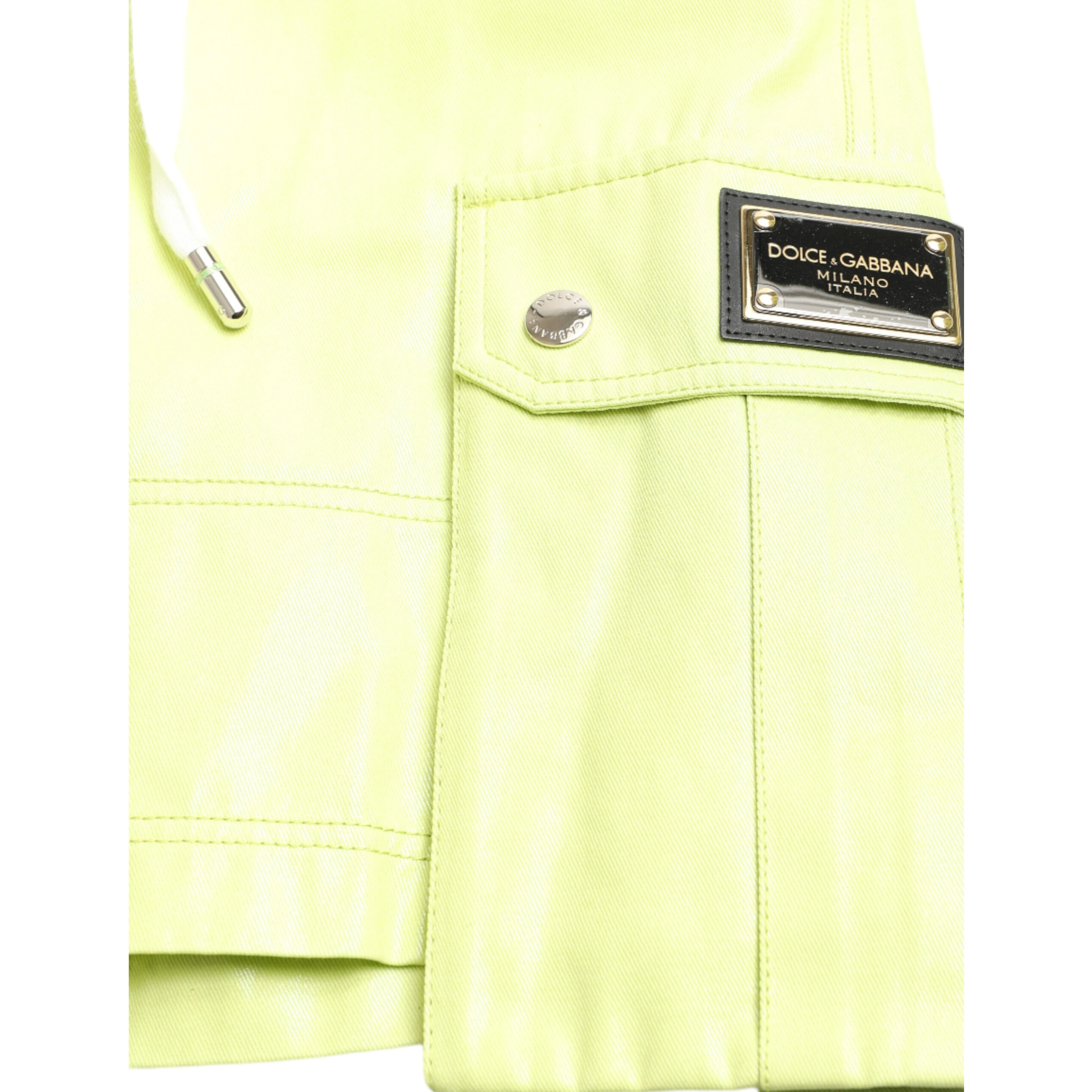 Light Green Cotton Men Cargo Bermuda Shorts
