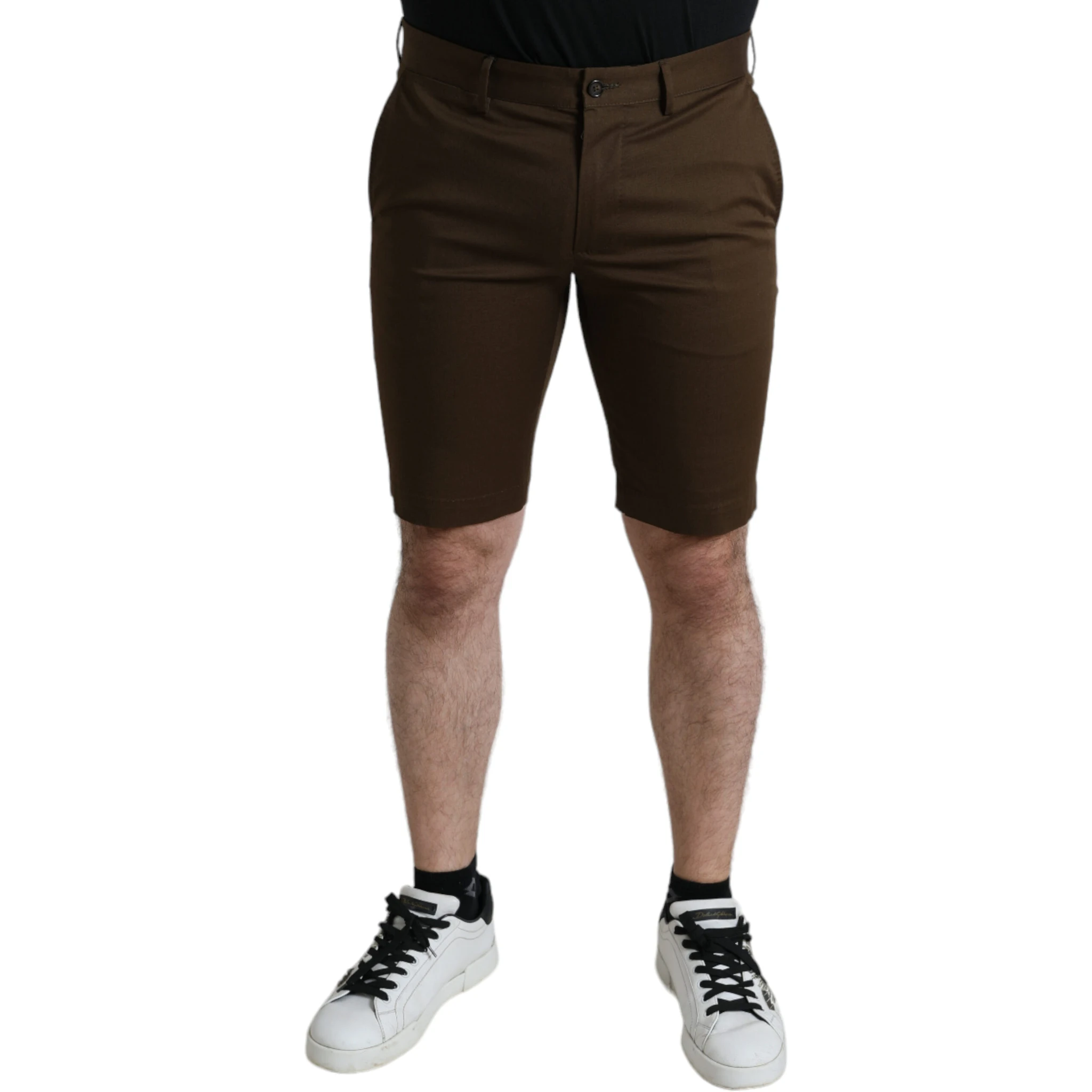 Brown Cotton Stretch Men Bermuda Shorts