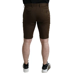 Brown Cotton Stretch Men Bermuda Shorts