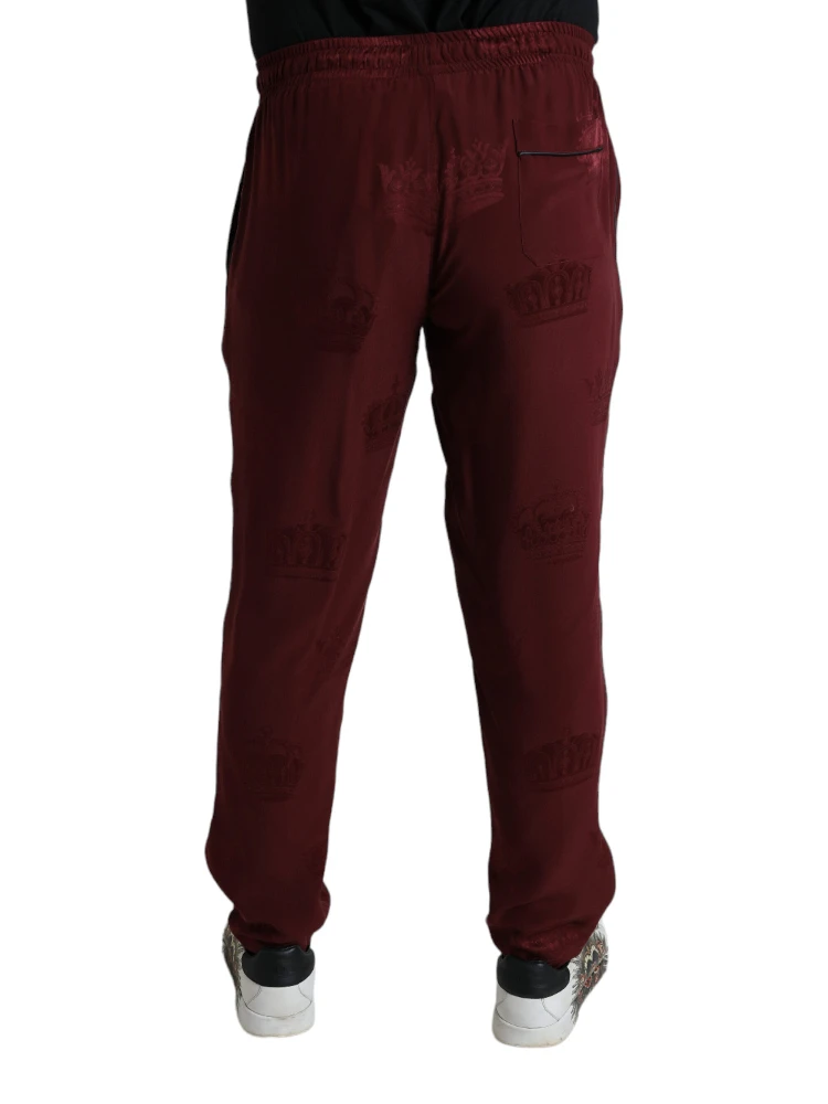 Maroon Crown Pattern Silk Pajama Pants alternative