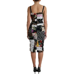 Multicolor Patchwork Midi Floral Leopard Bodycon Dress