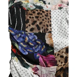 Multicolor Patchwork Midi Floral Leopard Bodycon Dress