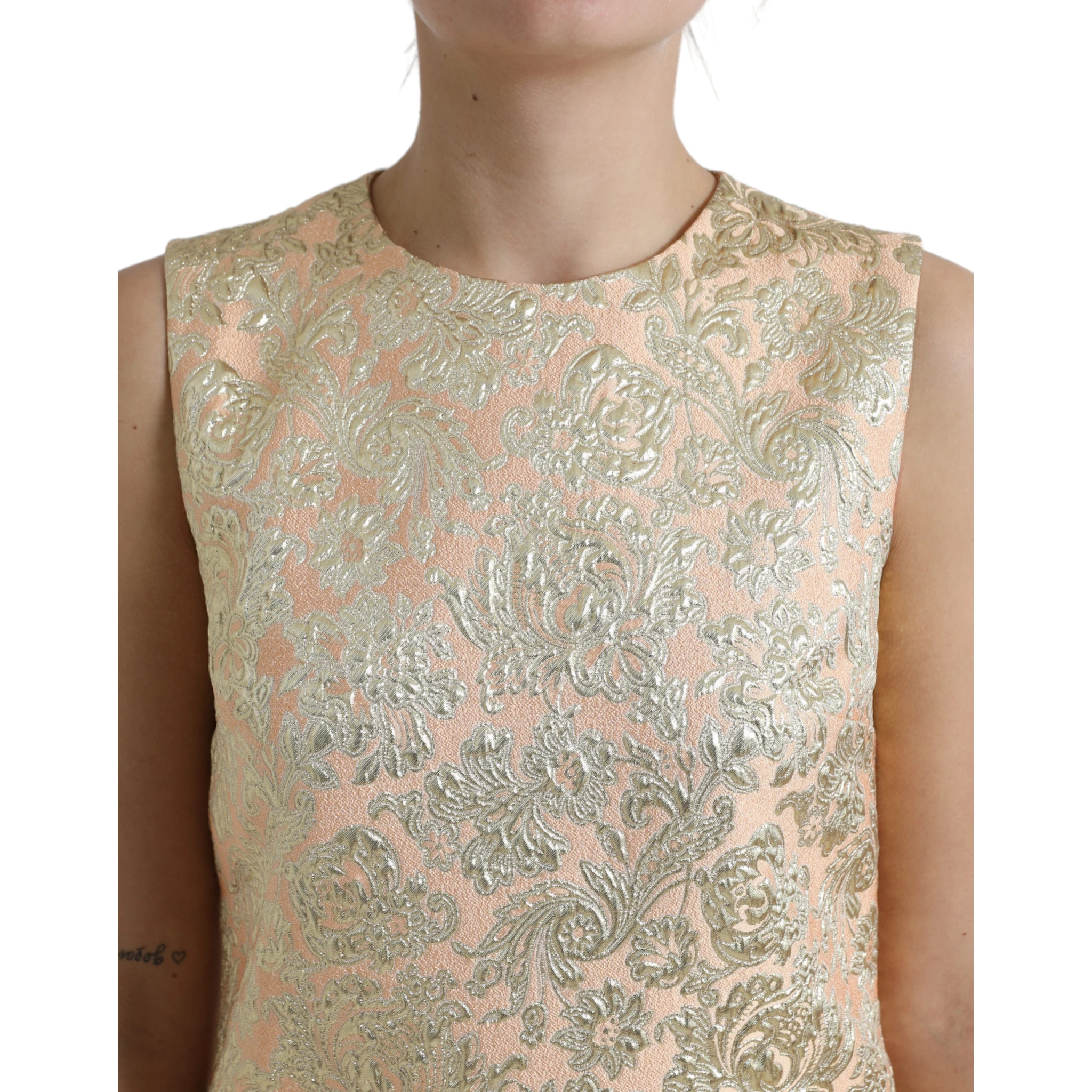 Metallic Floral Jacquard A-line Mini Dress