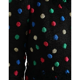 Black Polka Dot Ruffle Cotton Midi Dress