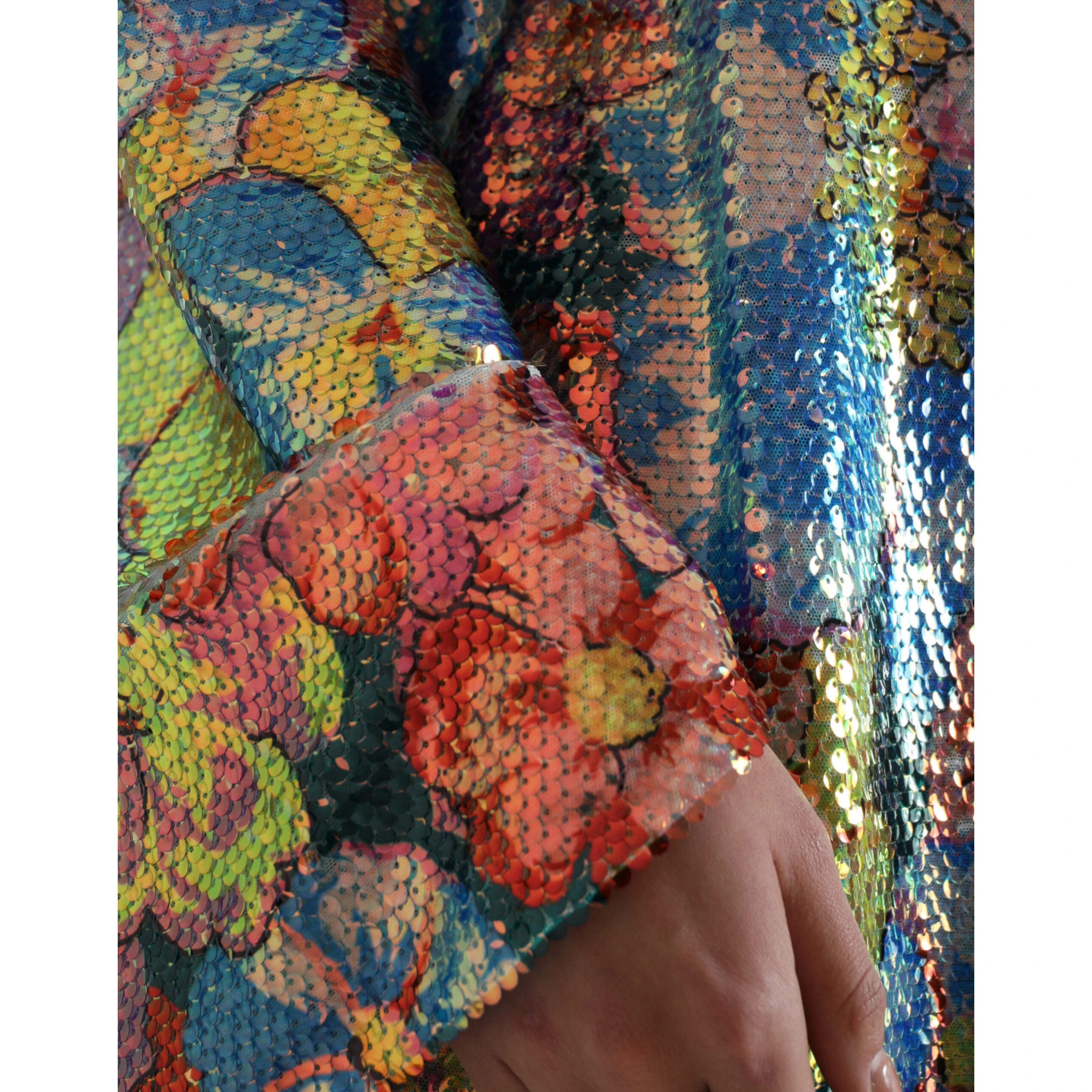 Multicolor Floral Sequined Shift Mini Dress